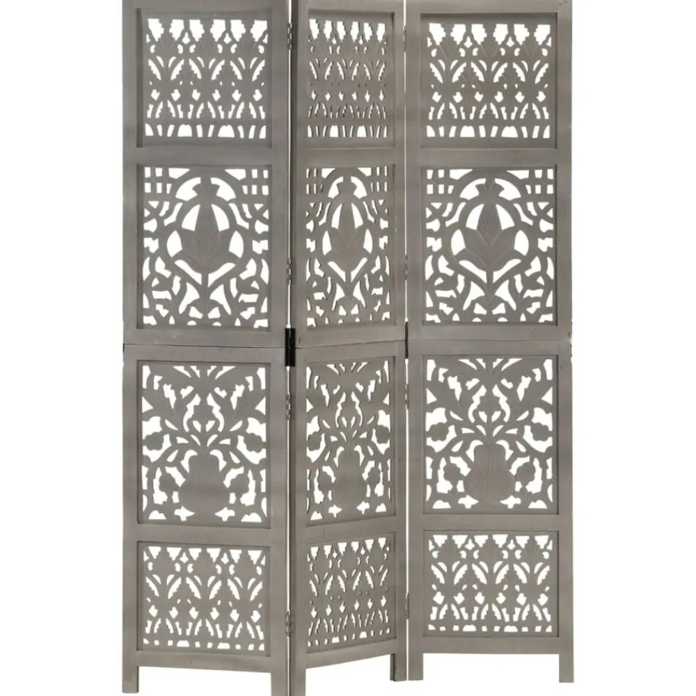 Kamerschermen*vidaXL Kamerscherm 3 panelen handgesneden 120x165 cm mangohout Grijs