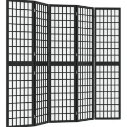 Kamerschermen*vidaXL Kamerscherm inklapbaar 5 panelen Japanse stijl 200x170 cm zwart