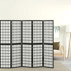 Kamerschermen*vidaXL Kamerscherm inklapbaar 5 panelen Japanse stijl 200x170 cm zwart