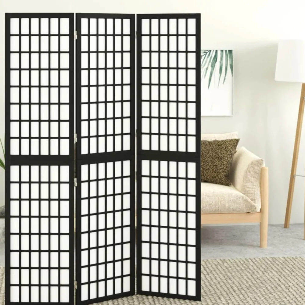 Kamerschermen*vidaXL Kamerscherm inklapbaar 3 panelen Japanse stijl 120x170 cm zwart