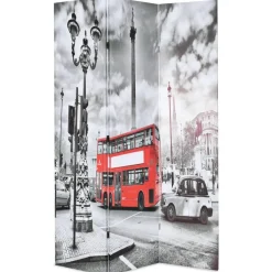 Kamerscherm inklapbaar Londen bus 120x170 cm zwart en wit>vidaXL Online