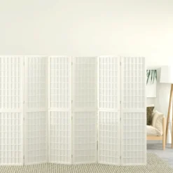 Kamerscherm inklapbaar 6 panelen Japanse stijl 240x170 cm wit>vidaXL Clearance