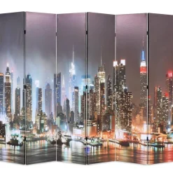 Kamerscherm inklapbaar New York bij nacht 228x170 cm>vidaXL Sale