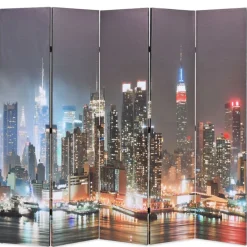 Kamerschermen*vidaXL Kamerscherm inklapbaar New York bij nacht 200x170 cm