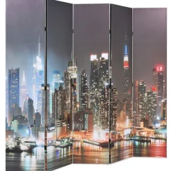 Kamerschermen*vidaXL Kamerscherm inklapbaar New York bij nacht 200x170 cm
