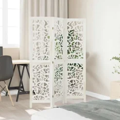 Kamerschermen*vidaXL Kamerscherm met 3 panelen massief paulowniahout wit