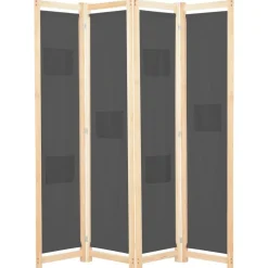 Kamerscherm met 4 panelen 160x170x4 cm stof grijs>vidaXL Clearance