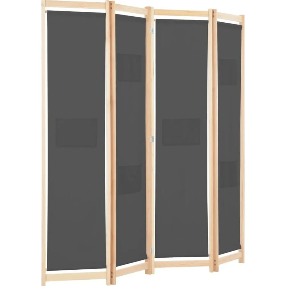 Kamerscherm met 4 panelen 160x170x4 cm stof grijs>vidaXL Clearance