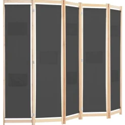 Kamerscherm met 5 panelen 200x170x4 cm stof grijs><noscript><img width=