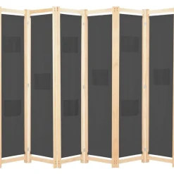 Kamerscherm met 6 panelen 240x170x4 cm stof grijs>vidaXL Best