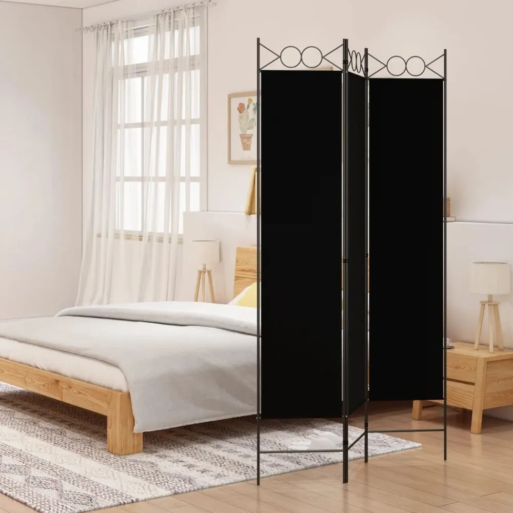 Kamerschermen*vidaXL Kamerscherm met 3 panelen 120x200 cm stof Zwart