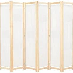 Kamerscherm met 6 panelen 240x170x4 cm stof crème>vidaXL Discount