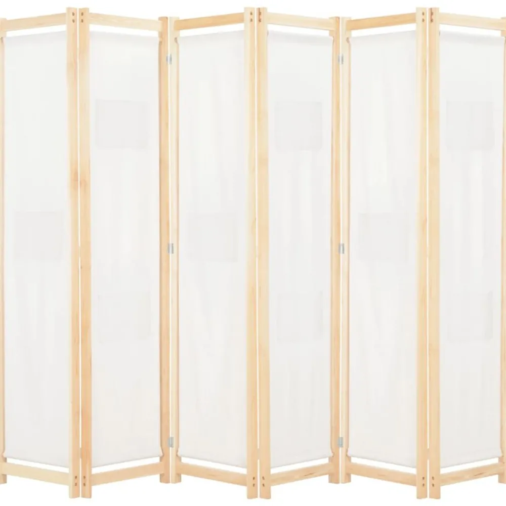 Kamerscherm met 6 panelen 240x170x4 cm stof crème>vidaXL Discount