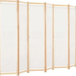 Kamerscherm met 6 panelen 240x170x4 cm stof crème><noscript><img width=