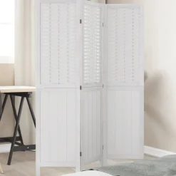 Kamerscherm met 3 panelen massief paulowniahout wit>vidaXL New