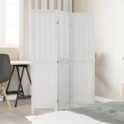 Kamerscherm met 3 panelen massief paulowniahout wit><noscript><img width=