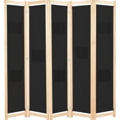 Kamerscherm met 5 panelen 200x170x4 cm stof zwart>vidaXL Clearance