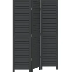 Kamerschermen*vidaXL Kamerscherm met 3 panelen massief paulowniahout zwart