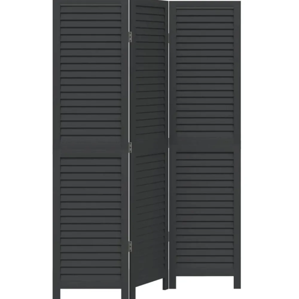 Kamerschermen*vidaXL Kamerscherm met 3 panelen massief paulowniahout zwart
