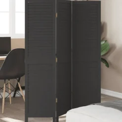 Kamerschermen*vidaXL Kamerscherm met 3 panelen massief paulowniahout zwart