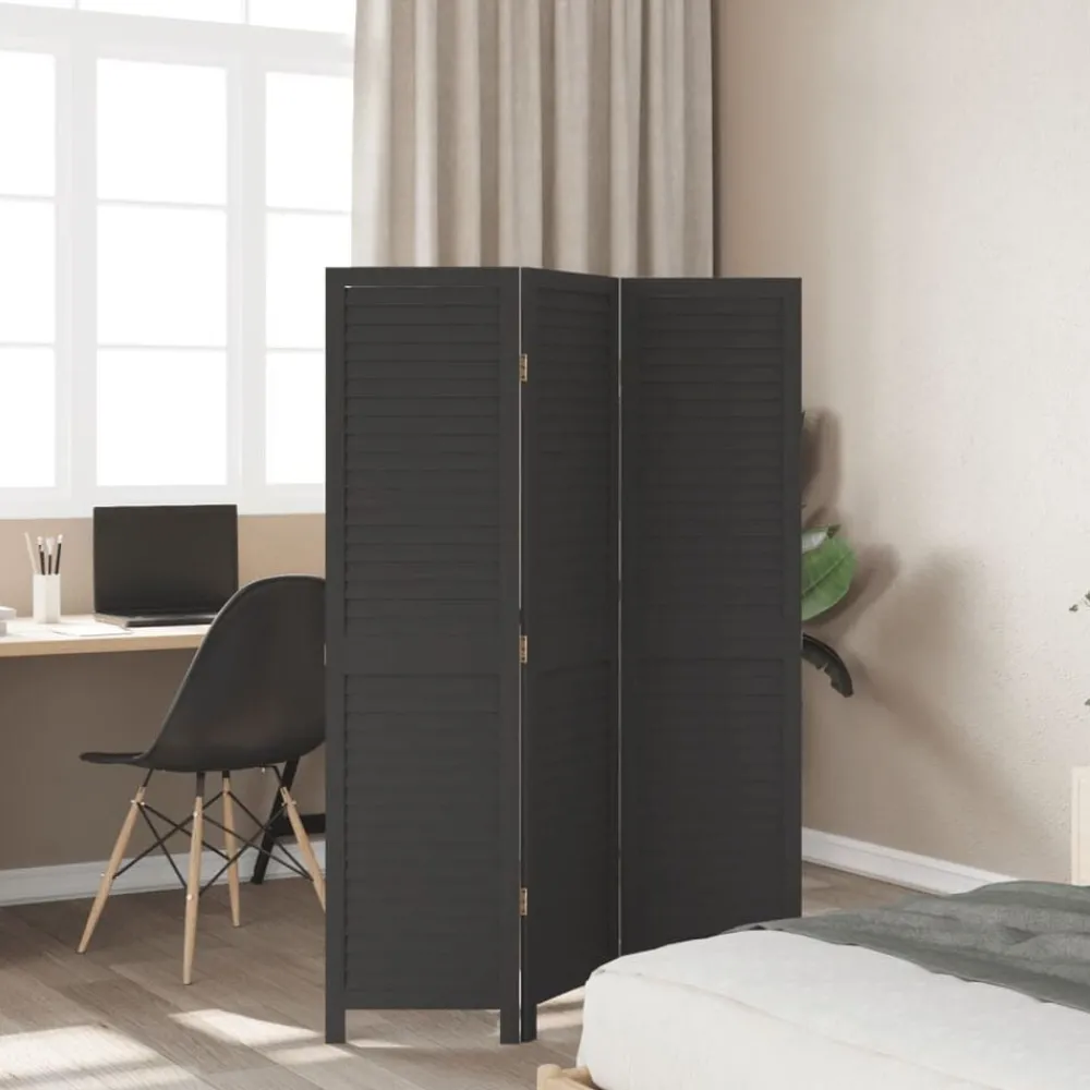 Kamerschermen*vidaXL Kamerscherm met 3 panelen massief paulowniahout zwart