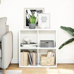 Boekenkasten & Wandplanken*vidaXL Kamerverdeler Boekenkast 69,5x29x69,5 cm Bewerkt Hout Wit