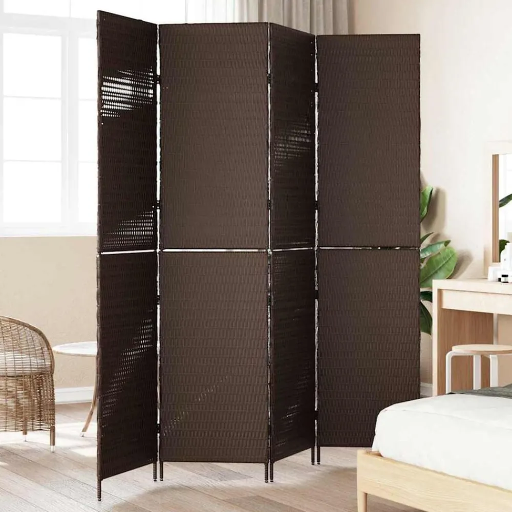 Kamerschermen*vidaXL Kamerverdeler 195 x 180 cm poly rattan Bruin