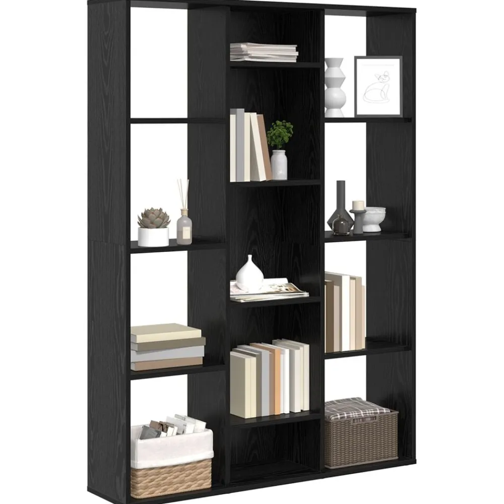 Kamerschermen*vidaXL Kamerverdeler 100 x 24 x 140 cm Bewerkt hout Zwart eiken