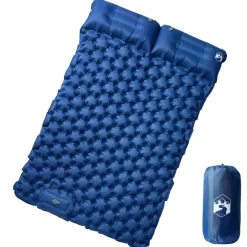 Buitensport*vidaXL Kampeermatras met kussens zelfopblazend 2-persoons Marineblauw