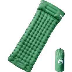 Buitensport*vidaXL Kampeermatras met kussen zelfopblazend 1-persoons Groen