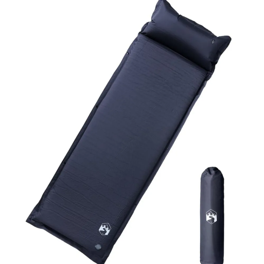 Buitensport*vidaXL Kampeermatras met kussen zelfopblazend 1-persoons Grijs