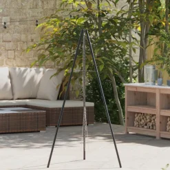 Keuken & Eetkamer*vidaXL Kampvuur tripod Zwart 92 x 92 x 151,5 cm Staal