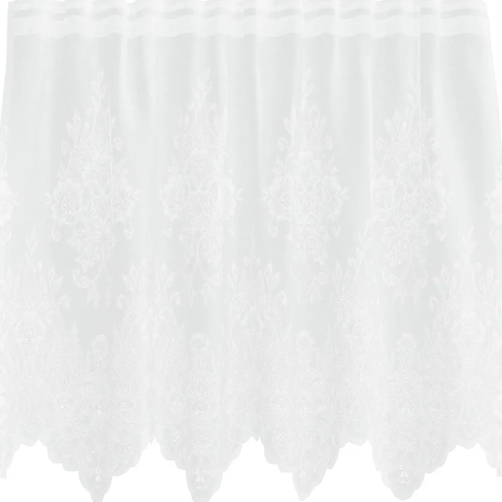 Woon- & Tuinaccessoires*vidaXL Kantgordijn met gordijnen Bloemen Wit 80 x 150 cm Polyester