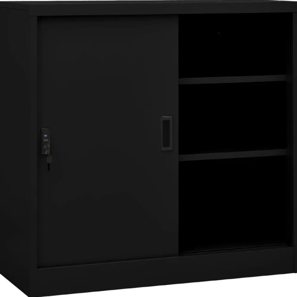 Kantoorkast met schuifdeuren 90x40x90 cm staal>vidaXL Outlet