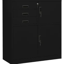 Kasten & Opbergmeubelen*vidaXL Kantoorkast 90x40x102 cm staal Zwart