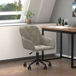Kantoormeubelen*vidaXL Kantoorstoel draaibaar fluweel Lichtgrijs