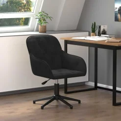 Kantoormeubelen*vidaXL Kantoorstoel draaibaar fluweel Zwart