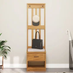 Bankjes*vidaXL Kapstok SANDNES 45x40x159,5 cm massief grenenhout Acaciahouten afwerking