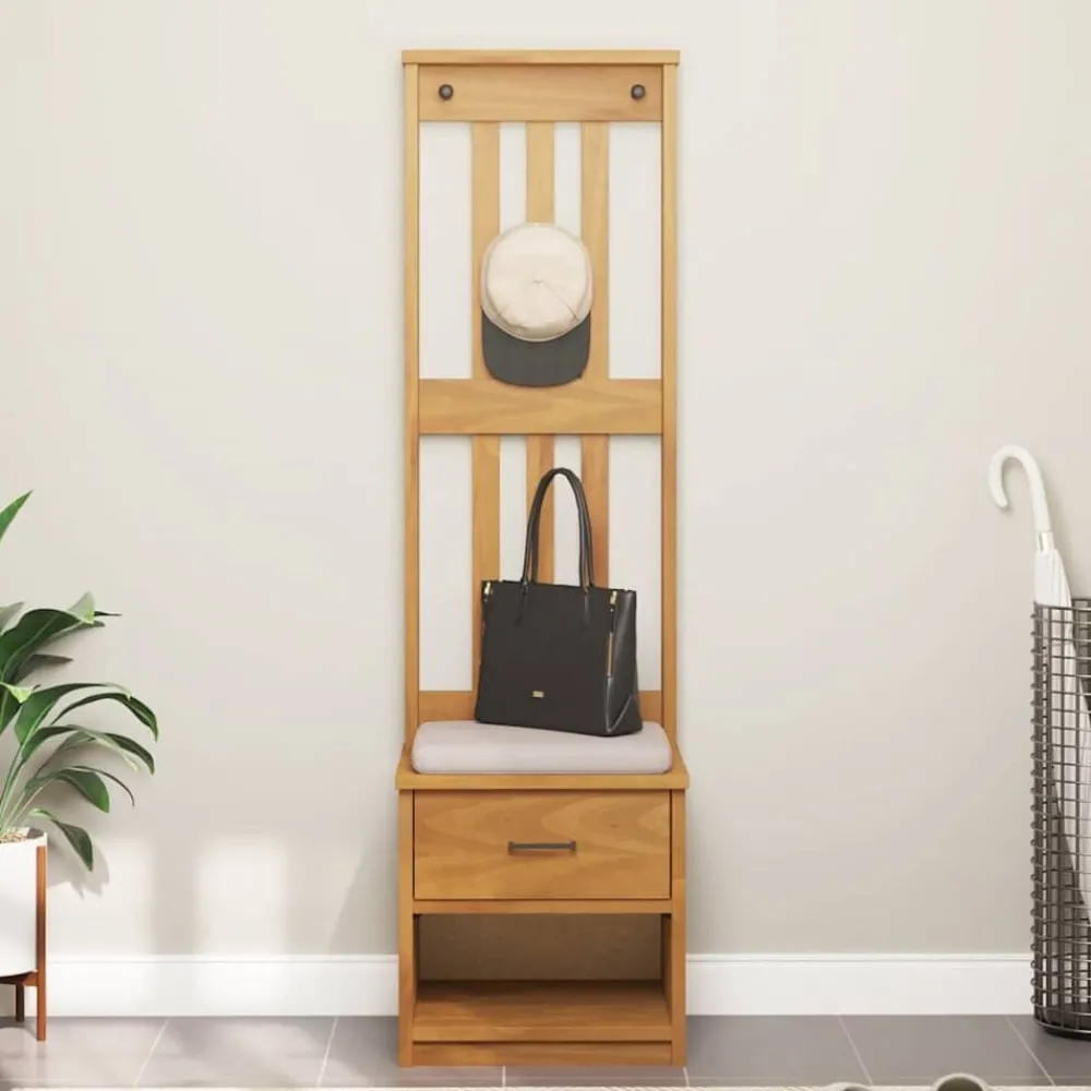 Bankjes*vidaXL Kapstok SANDNES 45x40x159,5 cm massief grenenhout Acaciahouten afwerking