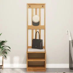 Bankjes*vidaXL Kapstok SANDNES 45x40x159,5 cm massief grenenhout Acaciahouten afwerking