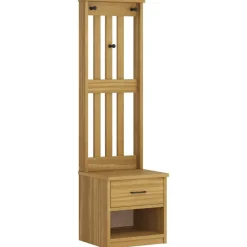 Bankjes*vidaXL Kapstok SANDNES 45x40x159,5 cm massief grenenhout Walnoothouten afwerking