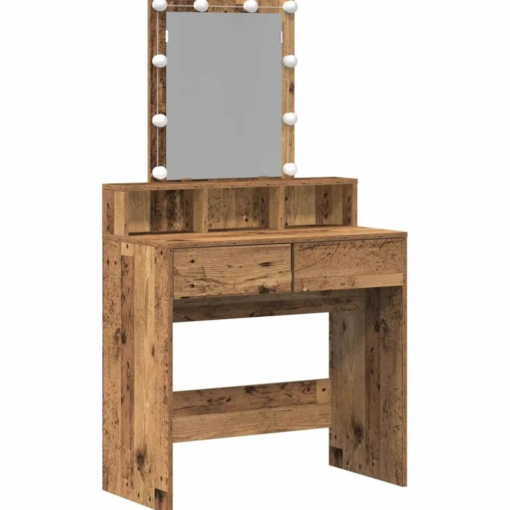 Kasten & Opbergmeubelen*vidaXL Kaptafel met lade 80 x 41 x 144,5 cm Bewerkt hout Oud hout