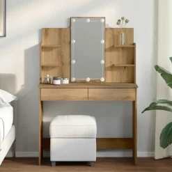 Kaptafel met LED-verlichting 96x40x142 cm artisanaal eikenkleur>vidaXL Discount