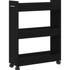 Kasten & Opbergmeubelen*vidaXL Kast met wiel 60 x 22 x 79 cm Zwart eiken