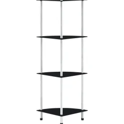 Boekenkasten & Wandplanken*vidaXL Kastje 4-laags 30x30x100 cm gehard glas Zwart