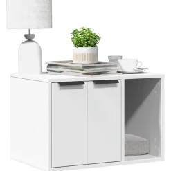 Huisdierbenodigdheden*vidaXL Kattenbakkast 60x40x40 cm bewerkt hout Wit