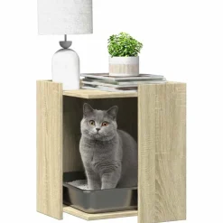 Huisdierbenodigdheden*vidaXL Kattenbakkast 42x42x51 cm bewerkt hout kleurig Sonoma eiken