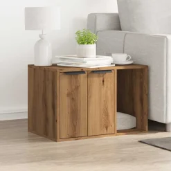 Huisdierbenodigdheden*vidaXL Kattenbakkast 60x40x40 cm bewerkt hout artisanaal kleurig Eiken