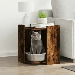Kattenbakkast 42x42x51 cm bewerkt hout kleurig>vidaXL New