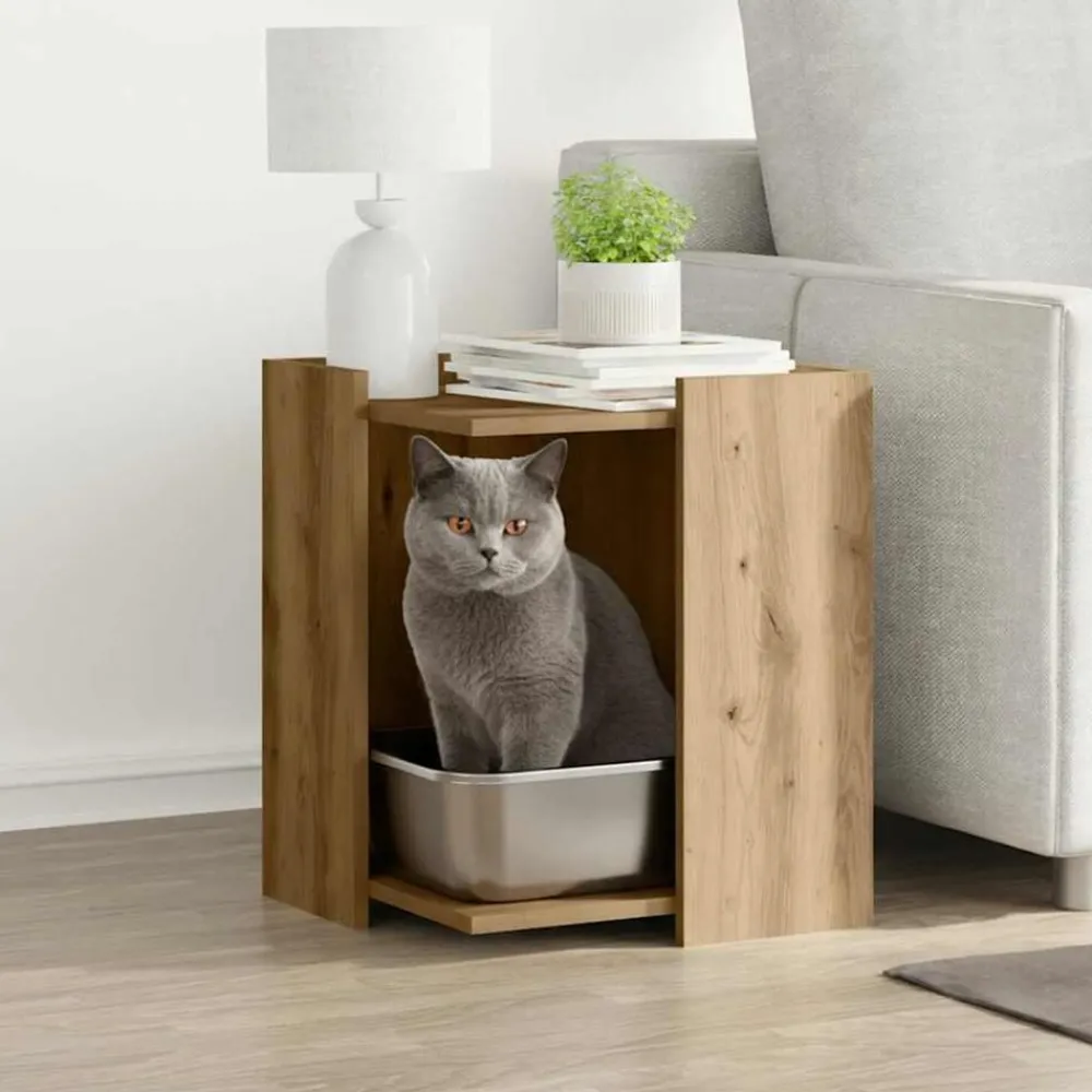 Kattenbakkast 42x42x51 cm bewerkt hout>vidaXL Discount